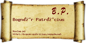 Bognár Patrícius névjegykártya